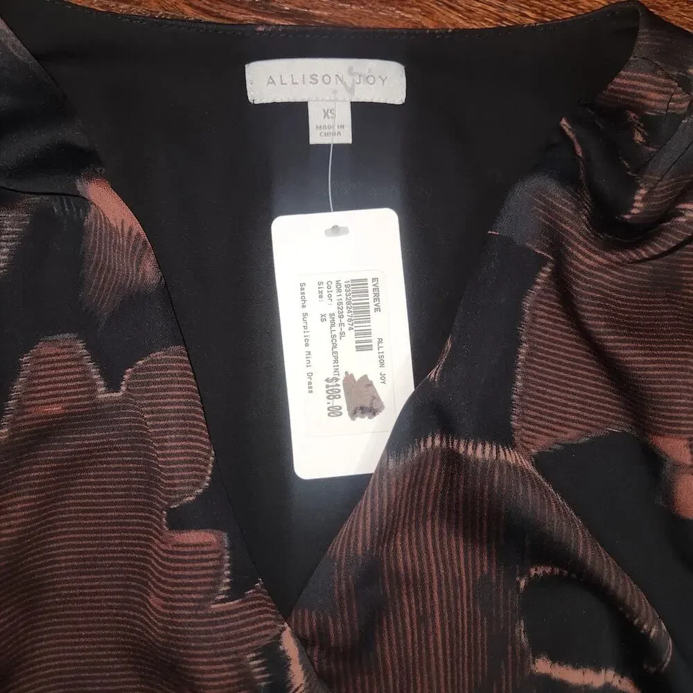 Allison Joy EVEREVE Sascha Surplice Mini Dress Tulip Hem Long Sleeve, XS - Picture 11 of 12